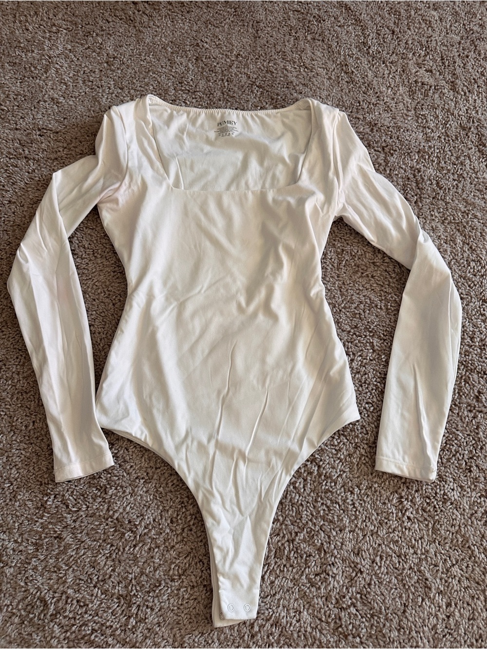 Reformation White Long Sleeve Square Neck Bodysuit